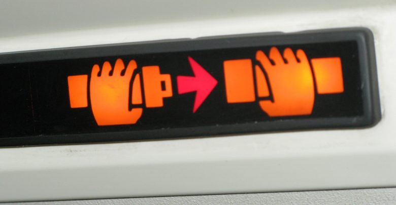 airplane seatbelt sign on