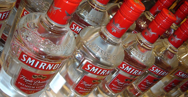 rows of smirnoff vodka